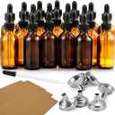 AOZITA 24 PCS, 1 oz Dropper Bottles for Essential Oils with 6 Funnels & 1 Long Glass Dropper - 30ml Amber Glass Bottle with Eye Droppers - Tincture Bottles, Leak Proof Travel Bottle for Liquids