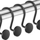 CHICTIE Black Shower Curtain Hooks, 12 Pieces, Metal, Shower Curtain Rings, Modern Decorative Design