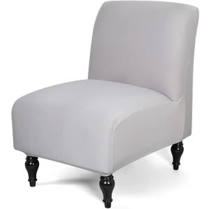 Liykimt Armless Accent Chair Cover SlipcoverSlipper Chair Stretch Spandex Removable for Armless Chair Furniture Protector Covers for Living Dining Room Hotel (Light Gray, 1)