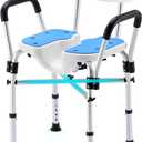 U-Shaped Shower Chair for Inside Shower, 600lbs Heavy Duty Shower Chair for Elderly and Disabled, Shower Chair with Arms and Back, Height Adjustable Bath Chairs for Seniors