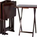 Amazon Basics Portable Foldable TV Tray Table with Storage Rack, Space-Saving Design, Sturdy Wood, 14.6"L x 19"W x 26"H, Espresso, 4-Pack