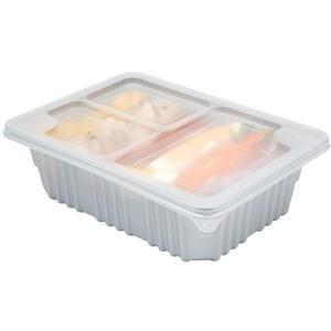 Restaurantware-Futura 33.8 Ounce Meal Prep Boxes With Lids, 100 Microwavable To Go Boxes - Inserts Sold Separately, Disposable, Silver Plastic Food Boxes With Lids, Rectangle
