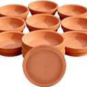 12Pcs Terracotta Plant Saucer 3.5 Inch Round Terra Cotta Planter Saucers Small Clay Trays Perfect Flower Pot Tray Holders Without Drainage for 2 Inch 2.5 Inch Flower Pots