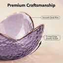 Purple Flower Jewelry Dish Glass Ring Holder Dish Jewelry Tray Cute Vanity Organizer Aesthetic Nightstand Bathroom Room Decor Trinket Dish Mothers Day Friendship Christmas Birthday Gifts for Women