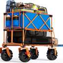 400L Collapsible Double Decker Beach Wagon with Brakes, Folding Beach Cart with 54" Extra Long Decker, 450LBS Heavy Duty Wagon Chart with All-Terrain Big Wheels for Sand Camping Garden (Blue Turtle)