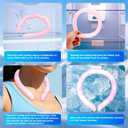 2 x Reusable Neck Cooling Tube, 28℃ Natural Freezing TPU+PCM Cooling Neck Collar, 30‑120 Mins Long Lasting Heat Relief for Summer Outdoor Sports, Pink for Adults