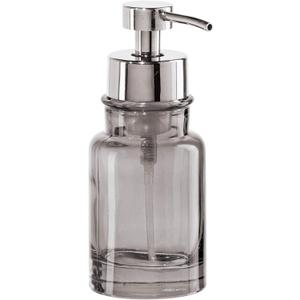 OGGI Glass Foaming Soap Dispenser - 10oz Capacity, Round, Heavy Glass - Stylish Refillable Foaming Hand Soap Dispenser, for Bathroom and Kitchen, Gray/Chrome