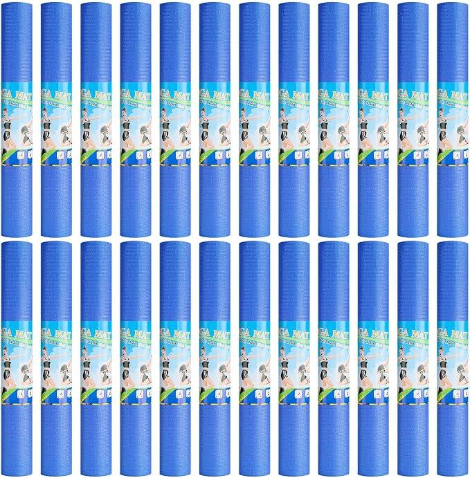 Funtery 16 Pack 3 mm Thick Yoga Mat Exercise Workout Mat Non Slip Fitness Pad for Women Gym Home Yoga Pilates(Dark Blue)