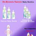 Straw Cup Conversion Kit for Dr Brown Narrow and Narrow Glass Baby Bottles, Weighted Straw Replacement with Soft Straw Top and Handle, for Babies 6+ Months, Set of 4