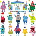 Spakon 103 Pieces Weather Chart Bulletin Board Set for Classroom Dress Weather Chart for Preschool Decoration Seasonal Bulletin Board Cutout Set for 100th Day of School Wall Decor (Cute Style)