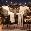 YITAHOME 27" Bar Stools Set of 2 with Arms & Cushions, 360° Swivel Outdoor Bar Stools, All Weather Counter Height Bar Stools Set of 2 with Curved Back for Backyard, Kitchen Island, Dining Room, Beige