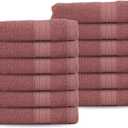 Washcloths - 13x13 Inch 100% Cotton, Super Soft, Highly Absorbent & Lightweight - Ideal for Everyday Use, Spa & Gym (Dusty Rose - Pack of 12)