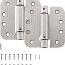 HOME MASTER HARDWARE Self Closing Door Hinges, 4 inch Spring Loaded Hinges, Adjustable Tension for Interior Door, UL Listed with 5/8" Radius Corners, Satin Nickel, 2 Pack