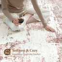 Area Rugs for Living Room: 10x14 Abstract Washable Rug Large Soft Stain Resistant Non-Slip Backing for Bedroom Dining Room Indoor Home Office Carpet for Kids Pet Friendly Families - Pink