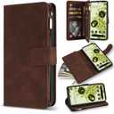 ZZXX for Google Pixel 6 Case Wallet with Card Slot Premium Soft PU Leather Zipper Flip Folio Wallet with Wrist Strap Kickstand Protective for Google Pixel 6 Wallet Case(Coffee 6.4 Inch)