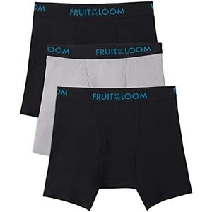 Fruit of the Loom Men's Breathable Boxer Briefs, Moisture Wicking Underwear, Assorted Color Multipacks Size L