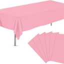 Pink 6 Pack Plastic Table Cloth 54" x 108", Disposable Tablecloths Rectangle Table Cover, Plastic Tablecloths for Parties