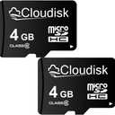 Pack of 2 Micro SD Card 4GB Flash Memory Card C6 Micro SDHC with SD Adapter (4 GB)