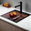 Friho 18x18 Black Stainless Steel Drop In Bar Sink, 9 Inch Deep Single Bowl Workstation Wet Bar Sink with Cutting Board & Strainer