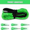 Kinetic Recovery Rope,(1in x 30ft Green) 48,500lbs Snatch Strap, Heavy Duty Stretch Nylon Towing Ropes with 2pcs Soft Shackles for Off road Vehicle, Jeep, SUV, ATV, Tractor Elastic Ropes Kit