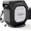 5/8" x 100 FT Retractable Garden Hose Reel,Outdoor Garden Hose Reels - Self Retract Wall Metal Mount Hose Reel Automatic Storage(Black)
