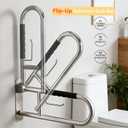 31.5 Inch Toilet Grab Bar, Brushed Nickel Flip-Up Bathroom Grab Bar with Paper Holder, Non-Slip Soft Silicone Grips Handicap Grab Bars, 304 Stainless Steel Handicap Grab Bars for Elderly, Disabled