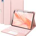 Harvopu Compatible with iPad Air 11 Inch & Air 5th/ Air 4th Generation Case with Keyboard - Multi-Touch Trackpad, 7-Color Backlit, Detachable Folio Cover for Air 11-inch M3/M2 (2025/2024) (Light Pink)