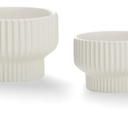 Puoyik 2 Piece Set of Flower Pots 8/6 inches, Ceramic Flower Pots with Drainage Holes, Indoor and Outdoor Plant Flower Planter (7.8/5.9 White)