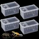 4 Pcs Portable Reptile Terrarium Plastic Reptile Feeding Box Clear Tarantula Enclosure Snake Cage Breeding Box Hatching Container for Bearded Dragon Lizard Spider Gecko