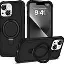 Compatible with iPhone 13 & 14 Case 6.1'' with Magnetic Ring Stand [Military Drop Protection][Compatible with MagSafe] Shockproof 13 & 14 Phone Case for Men Wowen,Black