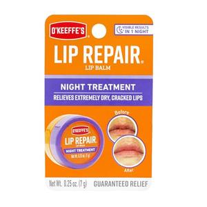 O'Keeffe's Lip Repair Night Treatment Lip Balm for Dry, Cracked Lips - 0.25 Ounce Jar (6 Pack) - Moisturizer Extremely Cracked, Dry Lips