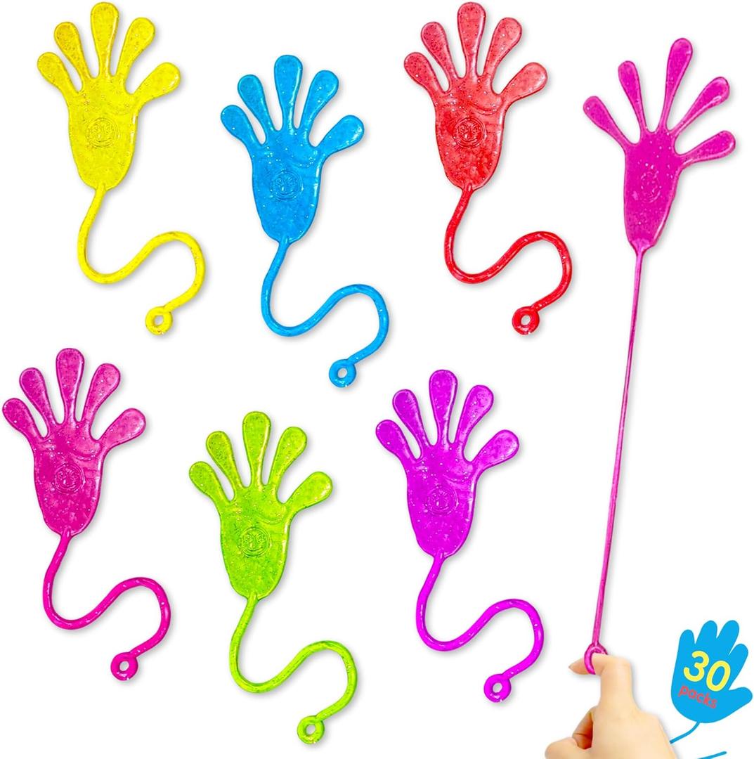 3 x Glitter Sticky Slappy Hands Stretchy Hands Toy for Kids Non Candy Classroom Gifts Exchange Party Favors for Boys Girls