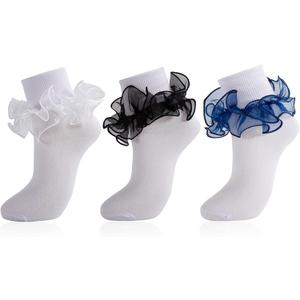 Women Ruffle Socks Lace Frilly Cotton Crew Socks Non-Slip Dress Socks Fold Cuff for Bride Pageant Sock For Women