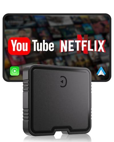 GZPYC Wireless CarPlay Adapter AI Box for iPhone & Android Auto – YouTube & Netflix Support, TF Card Offline Playback, Plug and Play, Wired to Wireless Conversion, Stable 5.8GHz WiFi & Bluetooth 5.3