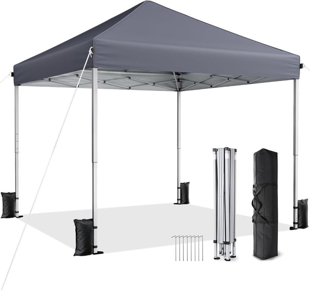 10x10 Pop Up Canopy Tent with One-Push Center Lock,Dark Gray