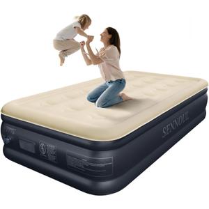 SENNOUL Twin Air Mattress with Built-in Pump,Fast & Easy Inflation/Deflation Inflatable Mattress, Foldable Blow Up Mattress with Storage Bag, Inflatable Bed for Home, Camping & Guests,18"/550lbs Max