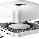 Mac mini M4 Dock, Aluminum Stand and HDMI Hub for Mac mini M4 and M4 Pro 2024 with M.2 NVMe/SATA SSD Enclosure, 4K60Hz HDMI,10G USB A/C, 5G USB A*2, USB-C Charge, SD/TF, Audio