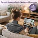 Microwave Heating Pad for Neck Shoulder and Back Pain, Weighted Microwavable Heated Neck Wrap with Lavender Scent for Hot and Cold Compress, Large Size (Grey)