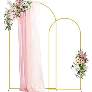 Wokceer Wedding Arch Backdrop Stand and Cover Set of 2 Metal Arch Stand with Arch Cover Black 7.2FT, 6FT for Birthday Party Wedding Ceremony Bridal Baby Shower Event Decor