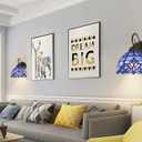 Tiffany Wall Lamp Sconce Light Fixtures Set of Two, Wall Amout Lamp, 8 in Hand-Made Baroque Stained Glass Shade LED Wall Lights for Bedroom Living Room Hallway Kitchen,Blue,2PCS