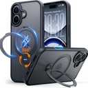 for iPhone 16 Case: with 360 Spin Magnetic Stand, Camera Control Button, Fit for MagSafe, Military Drop Protection, Protective Slim Phone Cover for iPhone16 with Ring Kickstand, 6.1", Black