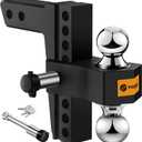 Tow Hitch- Fits 2.5'' Receiver Only, 8'' Drop/Rise Drop, Dual Ball (2'' X 2-5/16''), Adjustable Aluminum Trailer Hitch for Heavy Duty Truck -18,500 Gtw with Trailer Locks (Black)