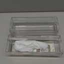 Isaac Jacobs 2-Pack Clear Expandable Storage Bins - Extra Small, 11"-19" L x 3.9" W x 3.1" H, Plastic Organizer with Cut-Out Handles, Adjustable Length from 11-19" for Home, Kitchen & Office