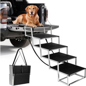 Dog Stairs for Large Dogs - Extra-Wide 20-Inch Step 43-Inch 5-Step Extra Dog Steps Tall Designed for Oversized SUVs, Off-Road Vehicles, and Pickup Trucks
