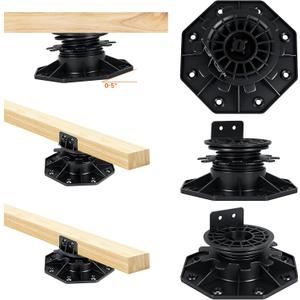 12pack Adjustable Deck Support Pedestal,Floor Lift Plastic Deck Foundation Support Base, Floating Deck Platform,Height Adjustment Raising from1-9/16" to 2-3/4", Automatic Leveling
