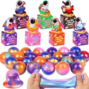 28 Pack Valentines Day Gifts for Kids Classroom Galaxy Slime Kit Valentines Cards Space Gift Boxes for Kids School, Valentines Day Slime Fidget Toys Exchange Cards Valentines Party Favors Boys Girls