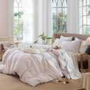 MooMee Striped Duvet Cover Set 100% Washed Cotton Linen Like Twin | Relaxed Linen-like Texture. Soft, Breathable & Long-lasting Comfort. Lightweight. Hidden Zipper with 8 Interior Corner Ties