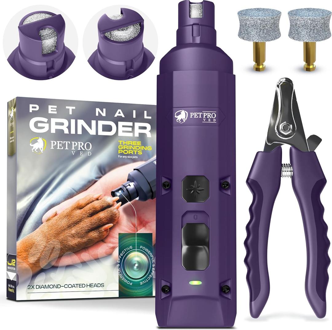 Dog Nail Grinder Quiet Dog Nail File Pet Nail Grinder for Dogs Quiet Cat Nail Trimmer for Large Dogs Small Medium Dog Toenail Grinder Electric Dog Nail Trimmer for Small Dogs (Purple)