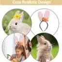 2 x CHARMARK Rabbit Ears Headband Grey, Cute Bunny Ears Headbands with Carrot Costume Headwear
