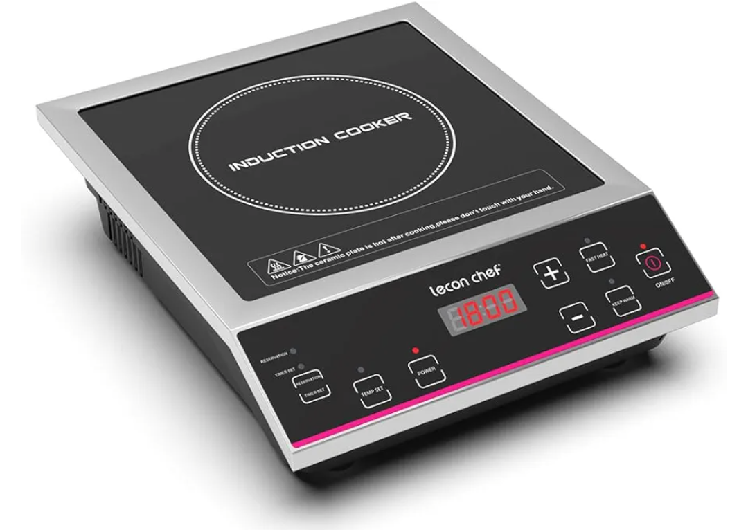 Induction Cooktop 1800W Induction Burner Cooker Portable Commercial Countertop Burner Stove Stainless Steel Electric 10 Power&Temperature Levels Induction Range with 24-Hour Timer & Preset